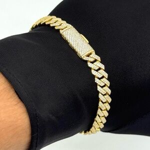 18K Gold Plated, 3.4CTW Moissanite Square Miami Cuban Bracelet